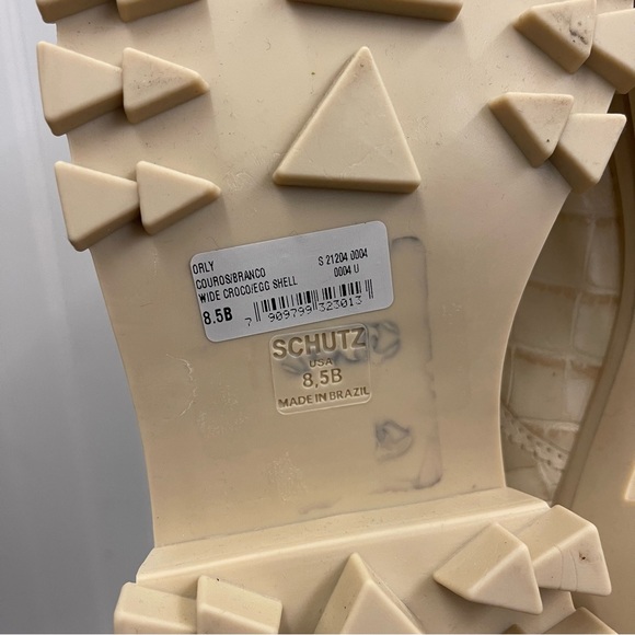 SCHUTZ Orly Croc-Embossed Egg Shell Leather Moto Lug Combat Boots Sz 8.5 - Picture 8 of 9